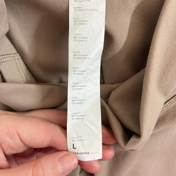 Fabletics women's tan powerhold tummy control stretch athletic active leggings L - Picture 7 of 9